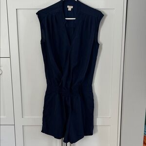 J. Crew Navy Sleeveless Surplice Romper